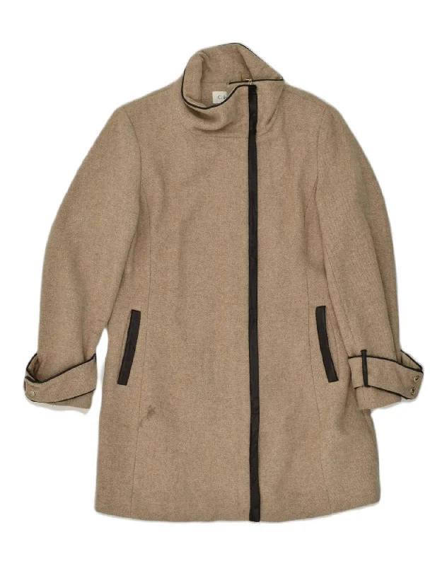 Extreme Clearance Deals CALVIN KLEIN Womens Overcoat US 12 Large Brown Wool