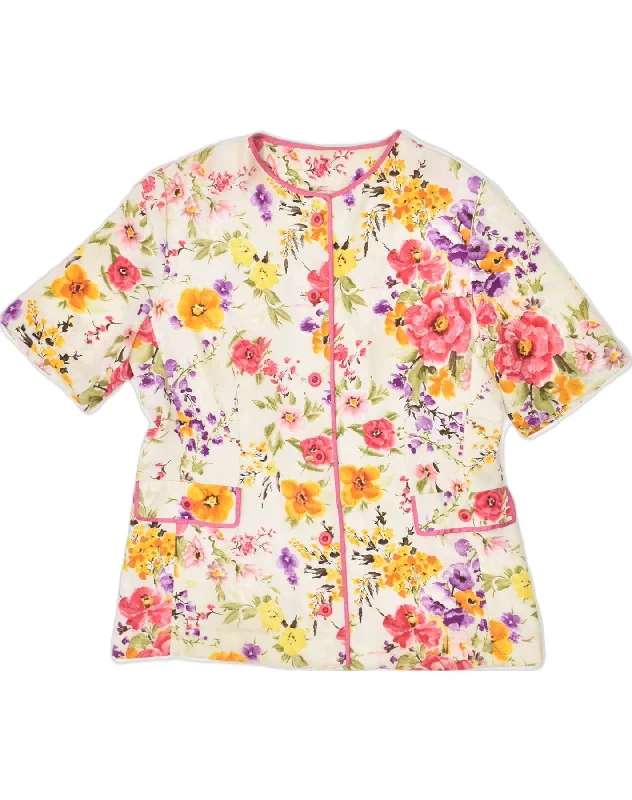 Women's Comfy Loungewear Outfit VINTAGE Womens Short Sleeve Blazer Jacket UK 14 Large Multicoloured Floral Women's Comfy Loungewear Outfit VINTAGE Womens Short Sleeve Blazer Jacket UK 14 Large Multicoloured Floral
