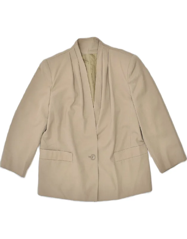 Elegant Fashion PERSONA Womens 1 Button Blazer Jacket UK 18 XL Khaki