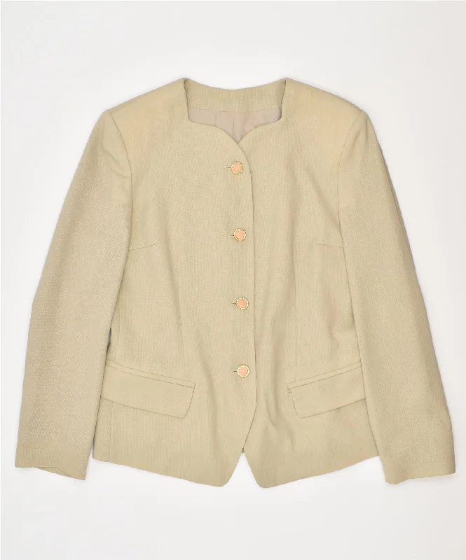 Women Wear Boutique VINTAGE Womens 4 Button Blazer Jacket UK 14 Medium Grey Acetate
