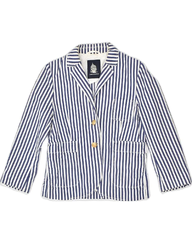 Casual Fashion for Women MARINA YACHTING Womens 2 Button Blazer Jacket IT 42 Medium Blue Striped