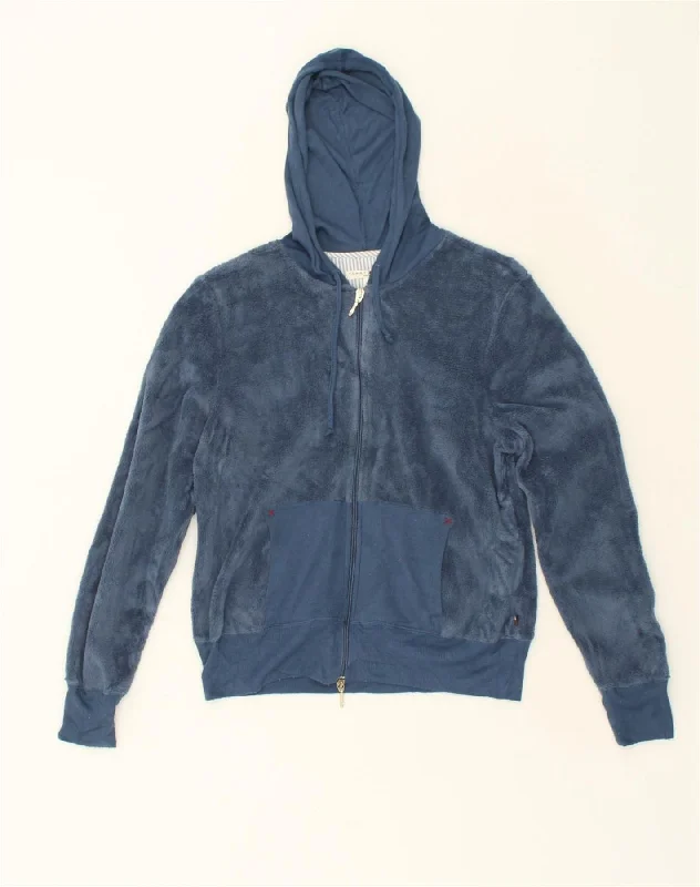 Women's Transitional Clothes TOMMY HILFIGER Womens Hooded Fleece Jacket UK 12 Medium Blue Polyester Women's Transitional Clothes TOMMY HILFIGER Womens Hooded Fleece Jacket UK 12 Medium Blue Polyester