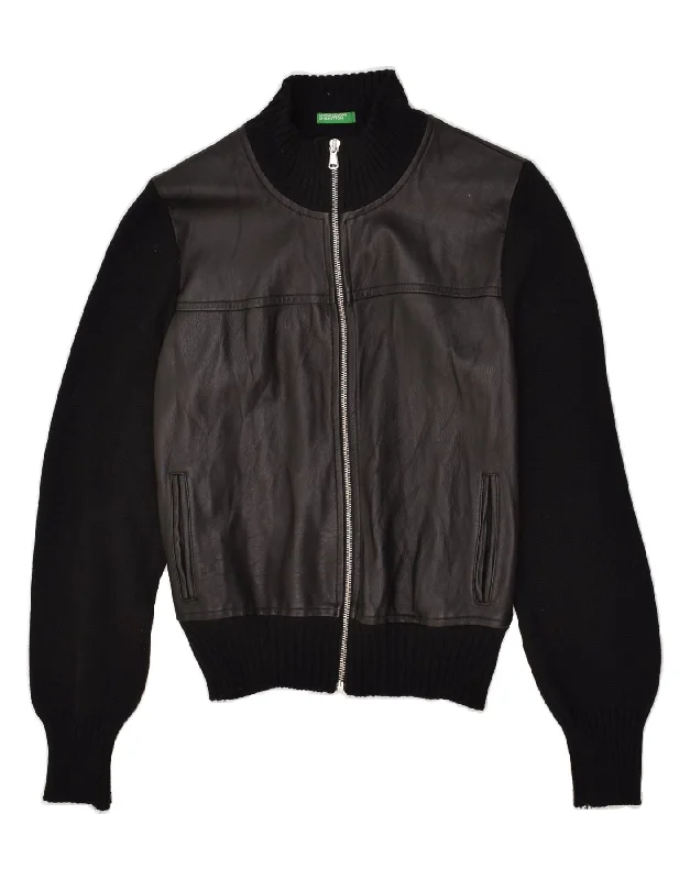 Women's Transitional Outfit BENETTON Womens Bomber Jacket UK 14 Medium Black