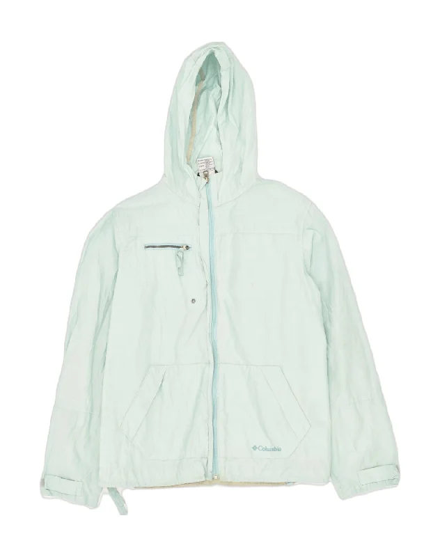 Best Boutiques Online COLUMBIA Womens Hooded Rain Jacket UK 14 Large Blue Cotton