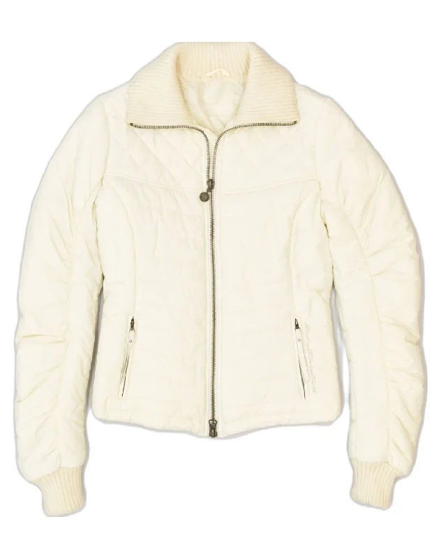 Relaxed Fit Women's Fashion FORNARINA Womens Padded Jacket UK 14 Medium Off White Polyester Relaxed Fit Women's Fashion FORNARINA Womens Padded Jacket UK 14 Medium Off White Polyester