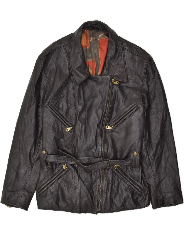 Comfortable Casual Wear VINTAGE Womens Leather Jacket EU 40 Medium Black Leather