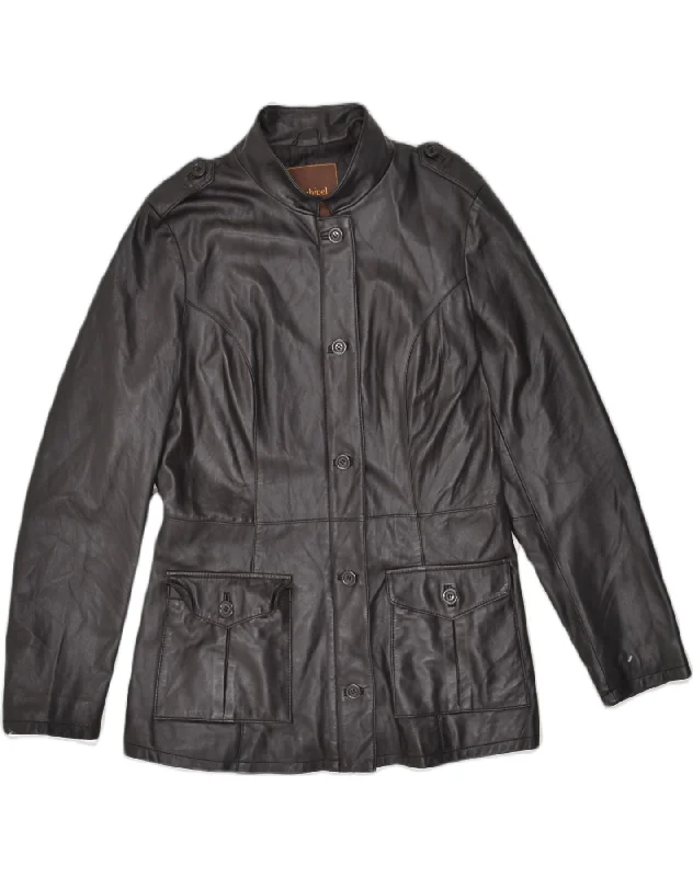 Women's Fashion Clothes CONBIPEL Womens Military Leather Jacket IT 48 XL Black Leather Women's Fashion Clothes CONBIPEL Womens Military Leather Jacket IT 48 XL Black Leather