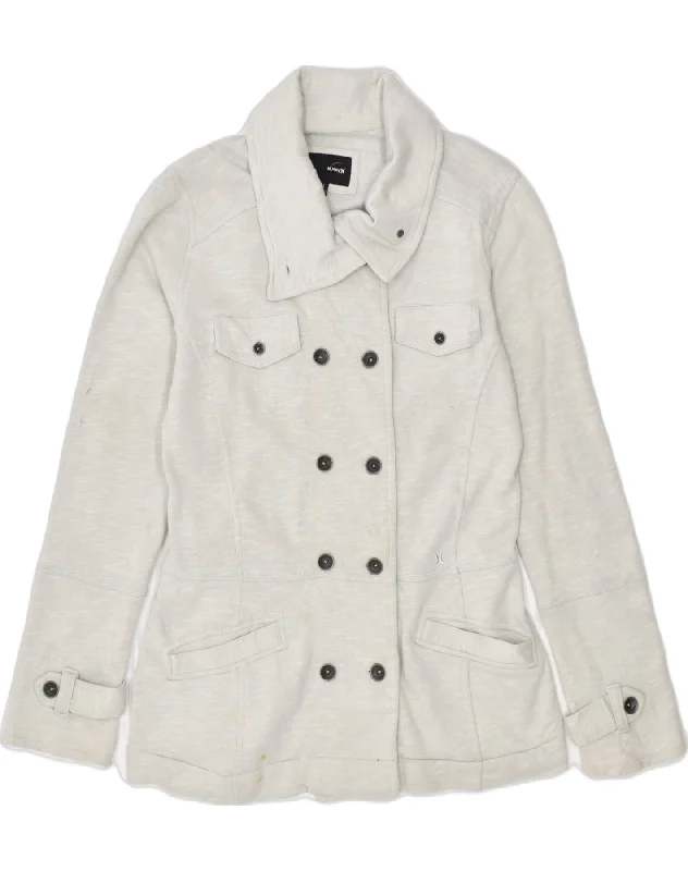 Women's Clothing Sale Online HURLEY Womens Pea Coat UK 16 Large Grey Cotton