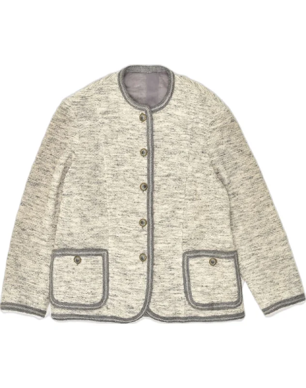 Women's Resort Apparel VINTAGE Womens 5 Button Blazer Jacket UK 16 Large Grey Flecked Women's Resort Apparel VINTAGE Womens 5 Button Blazer Jacket UK 16 Large Grey Flecked