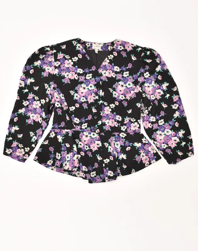 Formal Clothing For Women VINTAGE Womens 4 Button Blazer Jacket IT 48 XL Black Floral Formal Clothing For Women VINTAGE Womens 4 Button Blazer Jacket IT 48 XL Black Floral