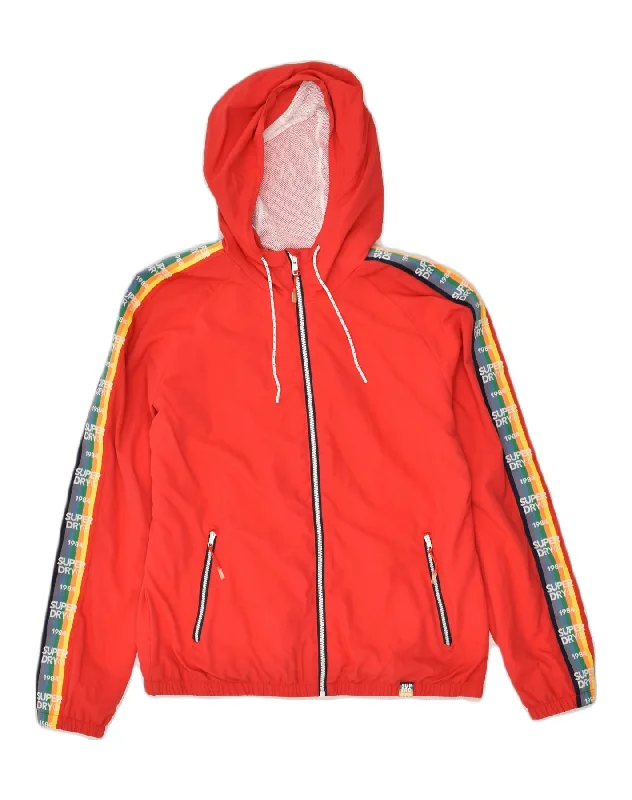 Seasonal Women's Fashion Trends SUPERDRY Womens Graphic Hooded Rain Jacket UK 12 Medium Red Polyester Seasonal Women's Fashion Trends SUPERDRY Womens Graphic Hooded Rain Jacket UK 12 Medium Red Polyester