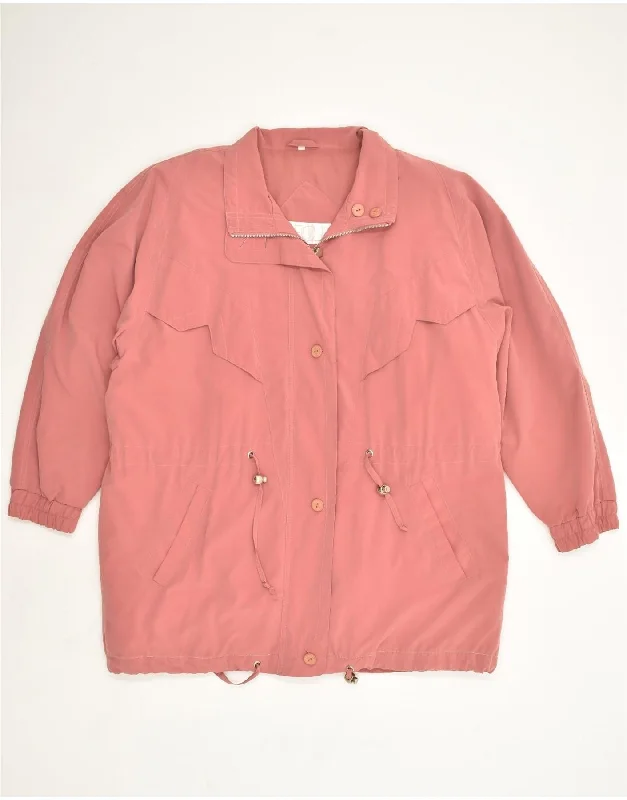 Stylish Women's Apparel VINTAGE Womens Overcoat EU 42 Large Pink Polyester