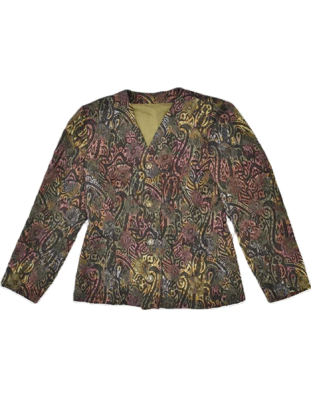 Women's High-Fashion Outfit VINTAGE Womens 4 Button Blazer Jacket UK 10 Small Khaki Floral Women's High-Fashion Outfit VINTAGE Womens 4 Button Blazer Jacket UK 10 Small Khaki Floral
