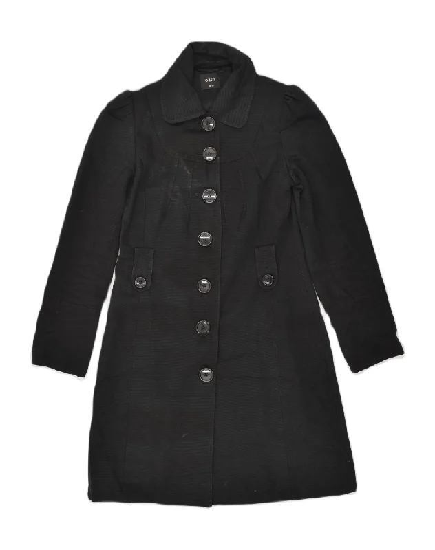 Women's Elegant Apparel OASIS Womens Overcoat UK 10 Small Black Cotton