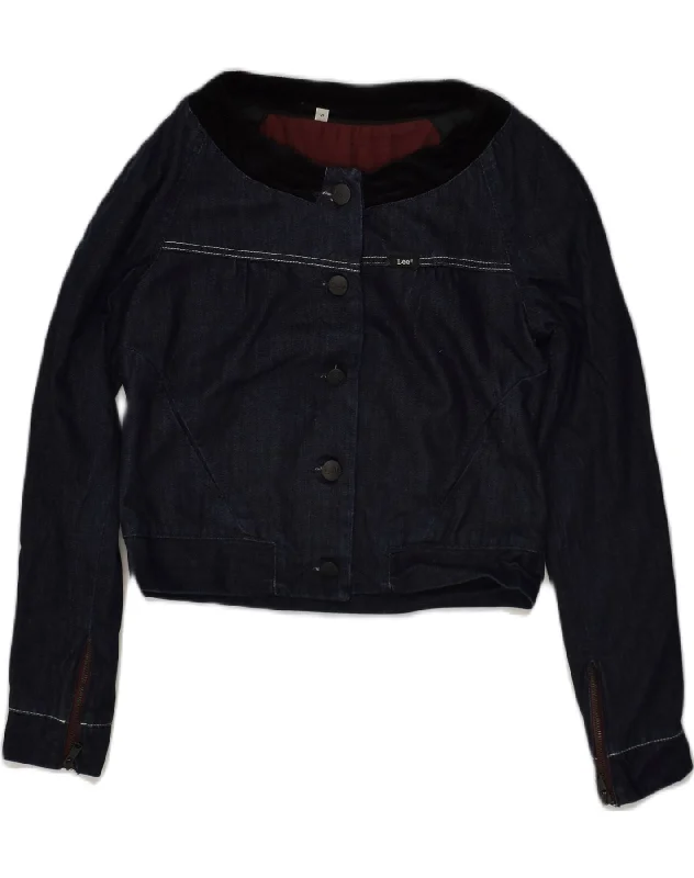 Women's Classic Attire LEE Womens Denim Jacket UK 10 Small Navy Blue Cotton
