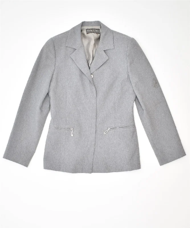 Sales Clothes TRIS LINE Womens 5 Button Blazer Jacket IT 42 Medium Grey Polyester Vintage Sales Clothes TRIS LINE Womens 5 Button Blazer Jacket IT 42 Medium Grey Polyester Vintage