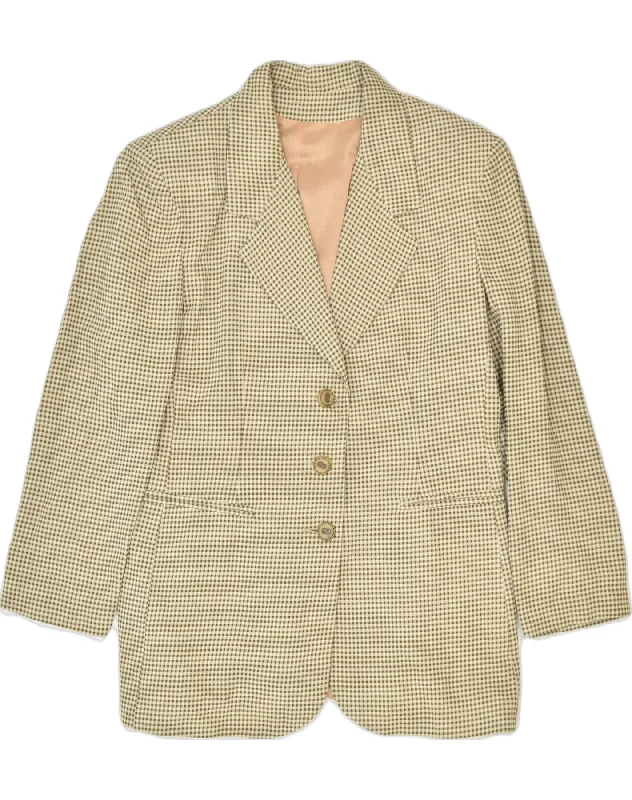 Sophisticated Style VINTAGE Womens 3 Button Blazer Jacket IT 48 XL Beige Check Acrylic Sophisticated Style VINTAGE Womens 3 Button Blazer Jacket IT 48 XL Beige Check Acrylic