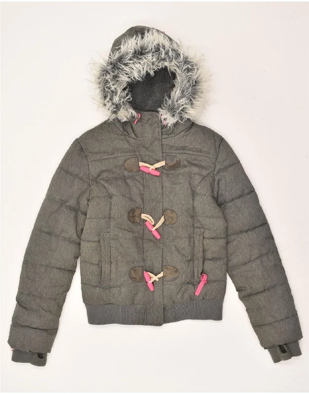 Women's Cozy Winter Attire SUPERDRY Womens Hooded Duffle Padded Jacket UK 8 Small Grey Polyester Women's Cozy Winter Attire SUPERDRY Womens Hooded Duffle Padded Jacket UK 8 Small Grey Polyester