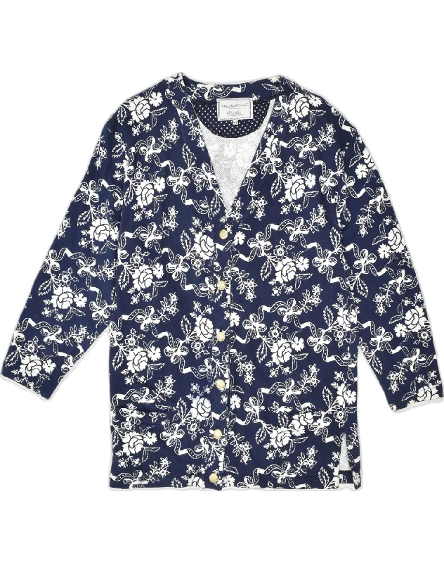 Women's Elegant Outfit VINTAGE Womens 6 Button Blazer Jacket IT 44 Medium Navy Blue Floral Cotton Women's Elegant Outfit VINTAGE Womens 6 Button Blazer Jacket IT 44 Medium Navy Blue Floral Cotton