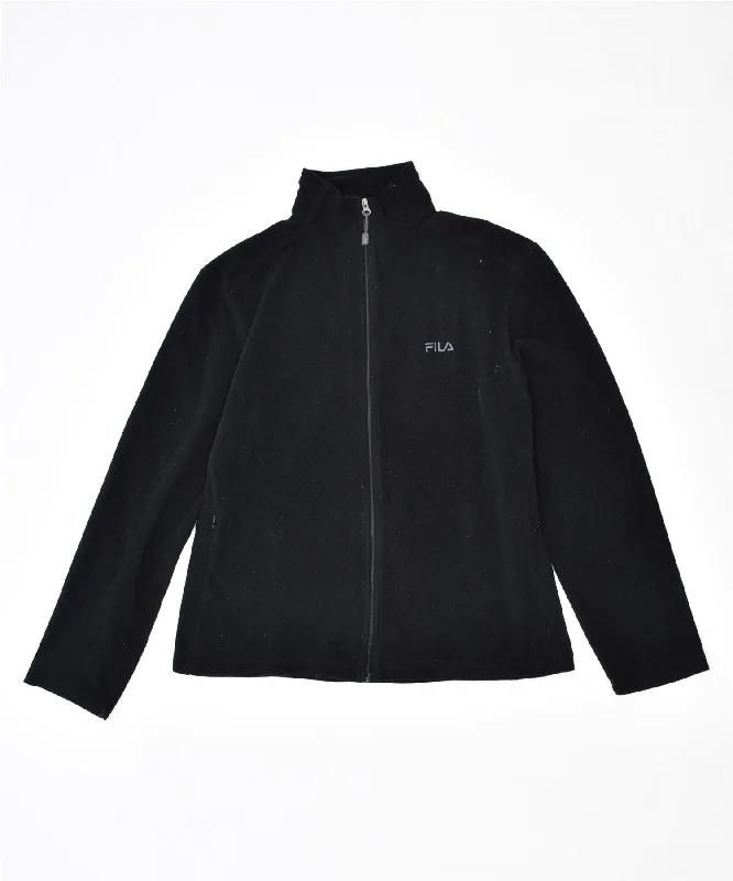Comfortable Casual Wear FILA Womens Fleece Jacket UK 14 Large Black Polyester