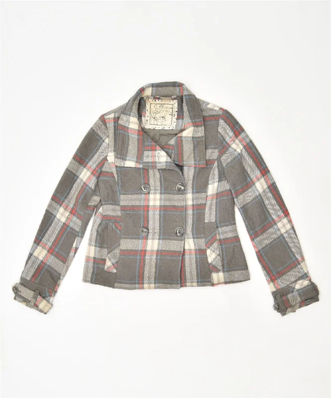 Women's Trendy Apparel FAT FACE Womens Double Breasted Jacket UK 12 Medium Grey Plaid Polyester Women's Trendy Apparel FAT FACE Womens Double Breasted Jacket UK 12 Medium Grey Plaid Polyester