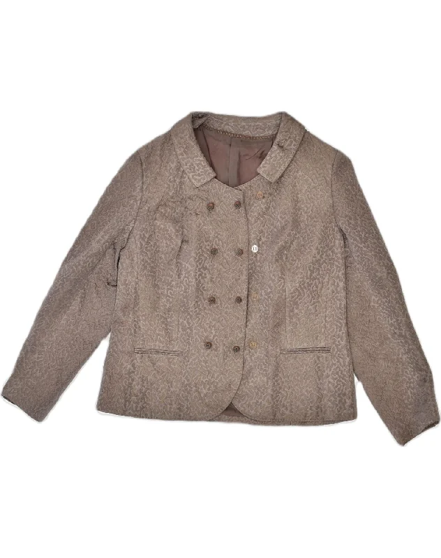 Eclectic Fashion LEBOLE Womens Double Breasted Blazer Jacket UK14 Large Brown