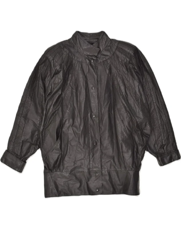 Women's Trendy Casual Outfit VINTAGE Womens Leather Jacket UK 18 XL Black Leather