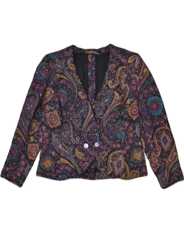 Preppy Style VINTAGE Womens Double Breasted Blazer Jacket UK 12 Medium Multicoloured Preppy Style VINTAGE Womens Double Breasted Blazer Jacket UK 12 Medium Multicoloured