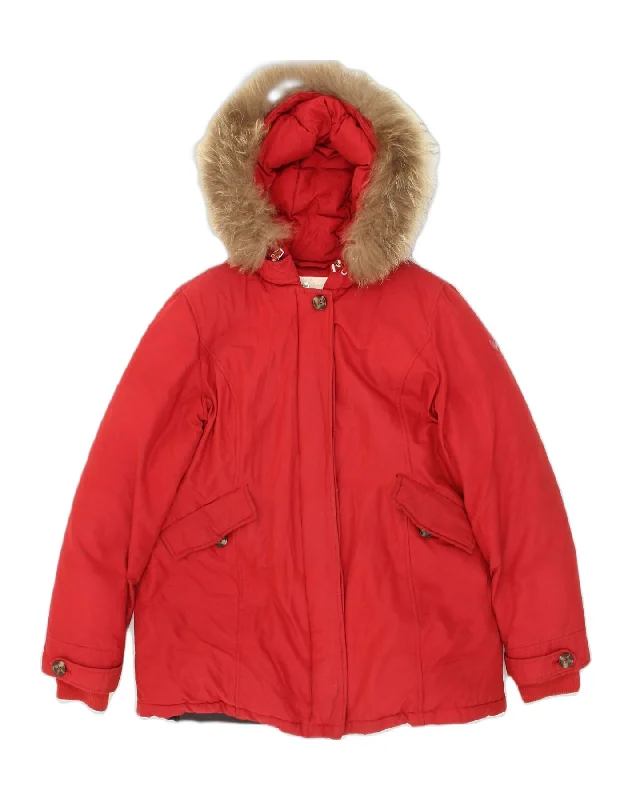 Women Wear Online GAS Womens Hooded Padded Jacket EU 44 XL Red Polyester