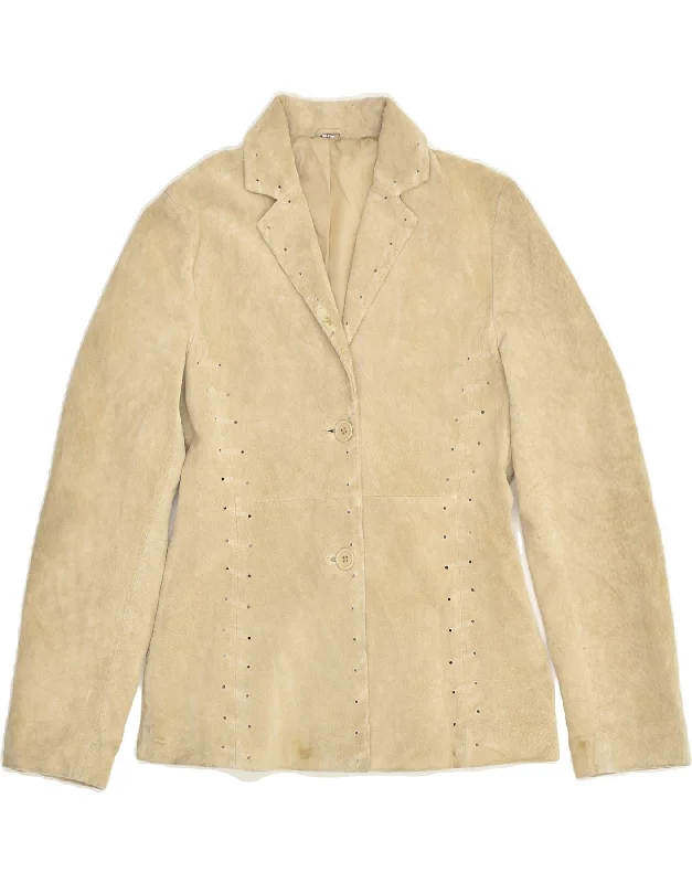 Women's Clothing Apparel Sets VINTAGE Womens Leather Jacket IT 44 Medium Beige Leather Women's Clothing Apparel Sets VINTAGE Womens Leather Jacket IT 44 Medium Beige Leather