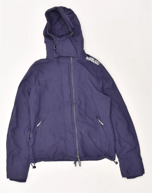 Women's Outfit For The Office SUPERDRY Womens Hooded Rain Jacket UK 14 Large Navy Blue Nylon Women's Outfit For The Office SUPERDRY Womens Hooded Rain Jacket UK 14 Large Navy Blue Nylon
