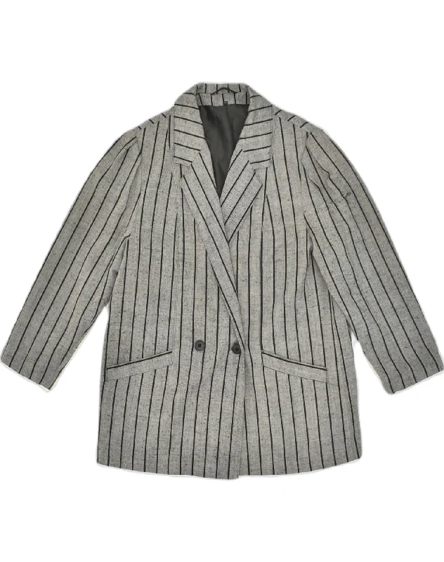 Sophisticated Style C&A Womens Canda Double Breasted Blazer Jacket IT 44 Medium Grey Striped Sophisticated Style C&A Womens Canda Double Breasted Blazer Jacket IT 44 Medium Grey Striped