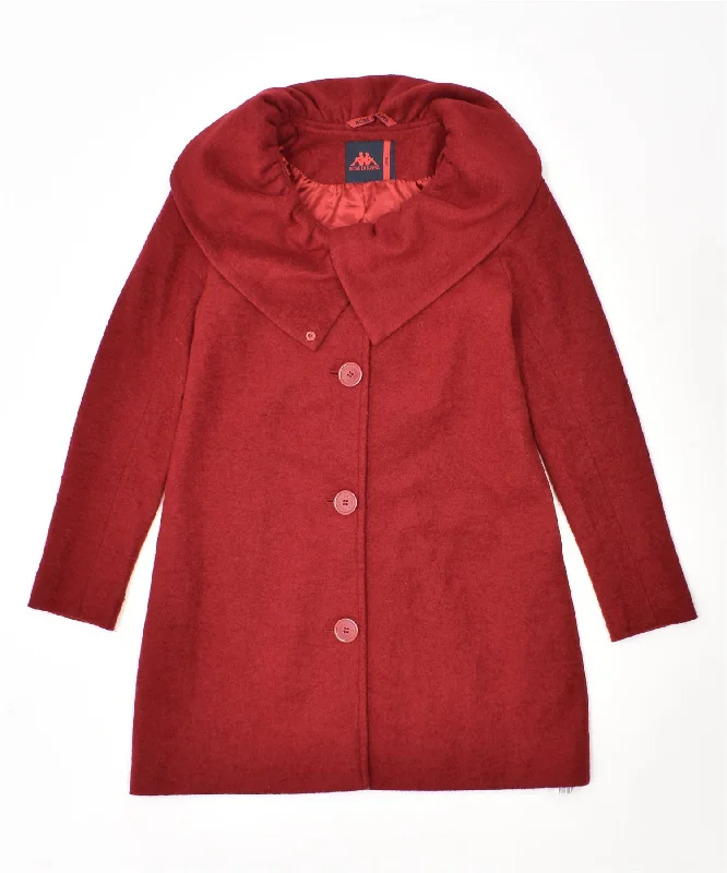 Women's Comfortable Clothes For Weekends KAPPA Womens Overcoat UK 10 Small Red Wool