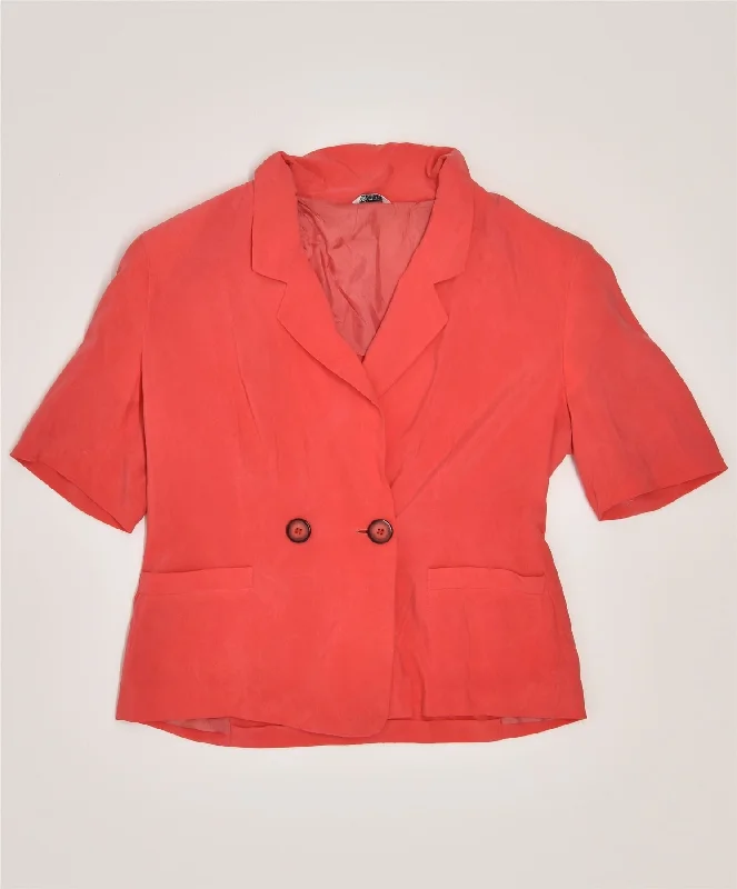 End Of Season Sale Clothing WOMEN'S CLUB Womens Double Breasted Blazer Jacket IT 46 Large Pink Acetate