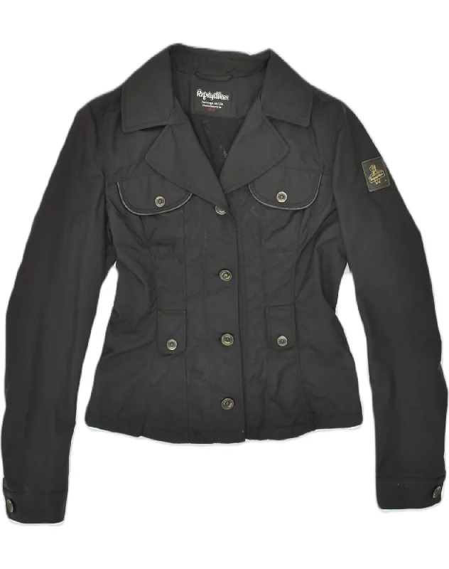 Women's Outdoor Attire REFRIGIWEAR Womens 4 Button Blazer Jacket UK 12 Medium Black Polyamide Women's Outdoor Attire REFRIGIWEAR Womens 4 Button Blazer Jacket UK 12 Medium Black Polyamide