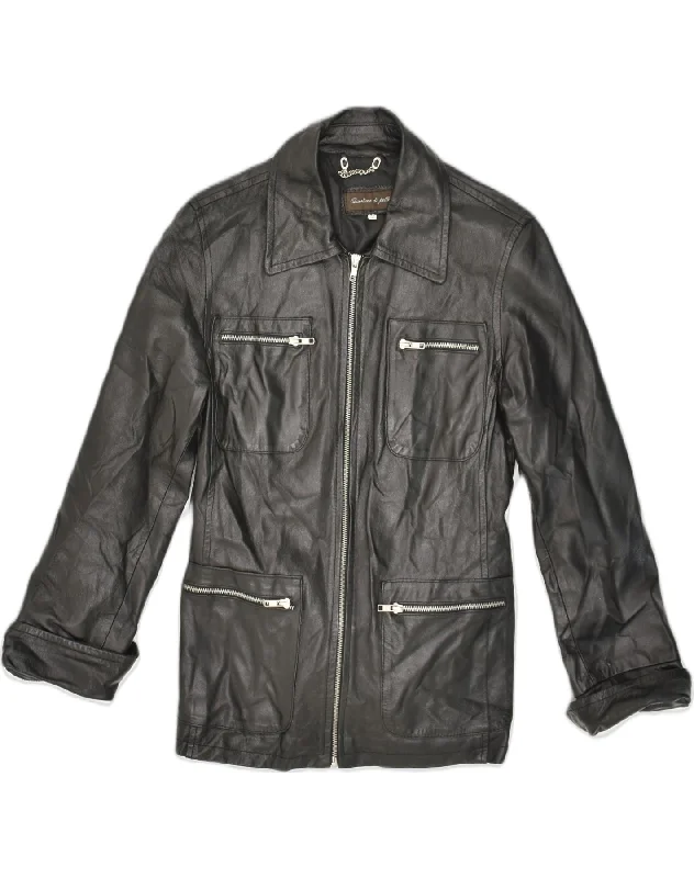 Timeless Women's Outfit VINTAGE Womens Leather Jacket UK 12 Medium Black Leather