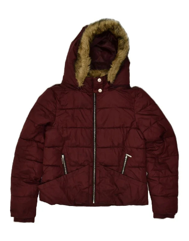 Women's Party Outfit GUESS Womens Hooded Padded Jacket UK 14 Medium Burgundy Polyester Women's Party Outfit GUESS Womens Hooded Padded Jacket UK 14 Medium Burgundy Polyester