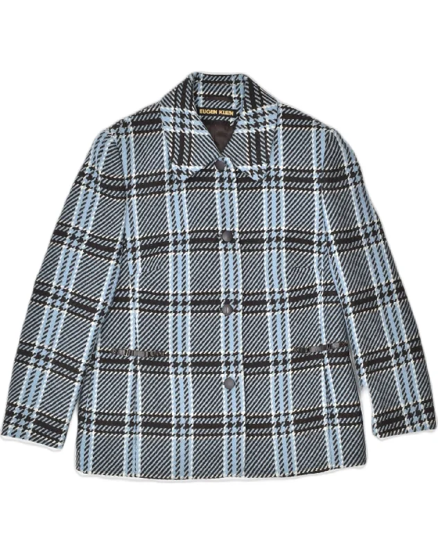 Women's High-Fashion Apparel VINTAGE Womens Overcoat UK 14 Medium Blue Check Viscose Women's High-Fashion Apparel VINTAGE Womens Overcoat UK 14 Medium Blue Check Viscose