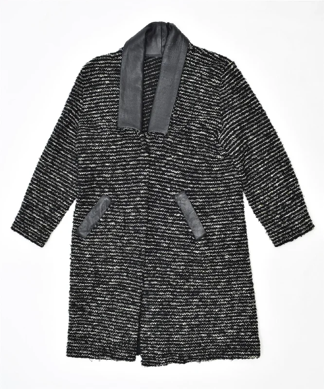 Women's High-Fashion Outfit VINTAGE Womens Overcoat UK 18 XL Black Striped