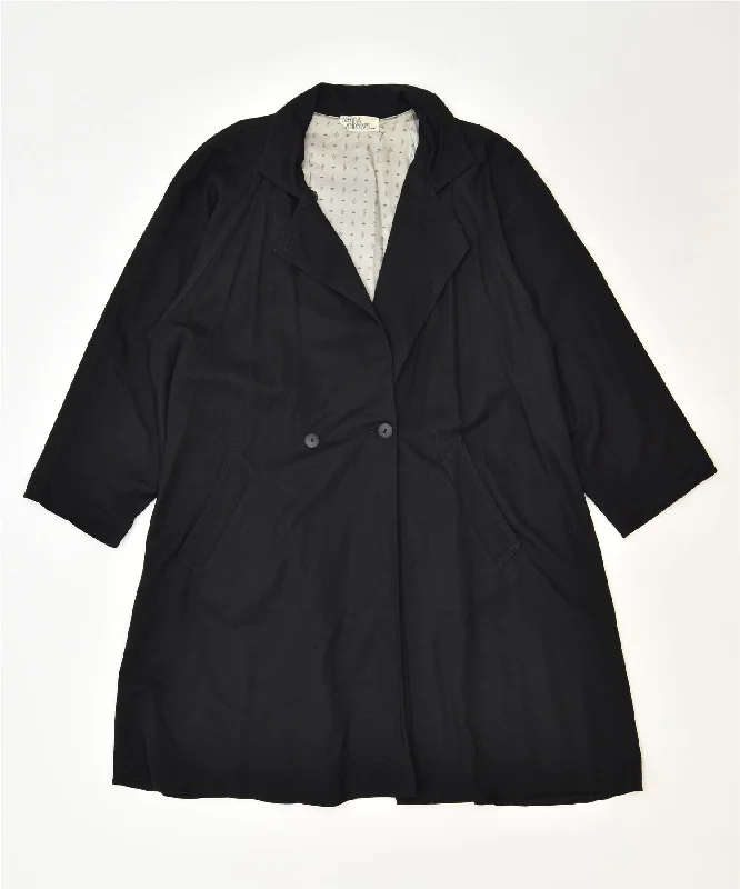 Women's Vacation Clothes REGINA SCHRECKER Womens Double Breasted Overcoat UK 16 Large Black Classic Women's Vacation Clothes REGINA SCHRECKER Womens Double Breasted Overcoat UK 16 Large Black Classic