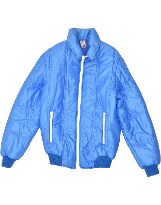 Women's Seasonal Attire VINTAGE Womens Padded Jacket UK 14 Medium Blue Polyamide