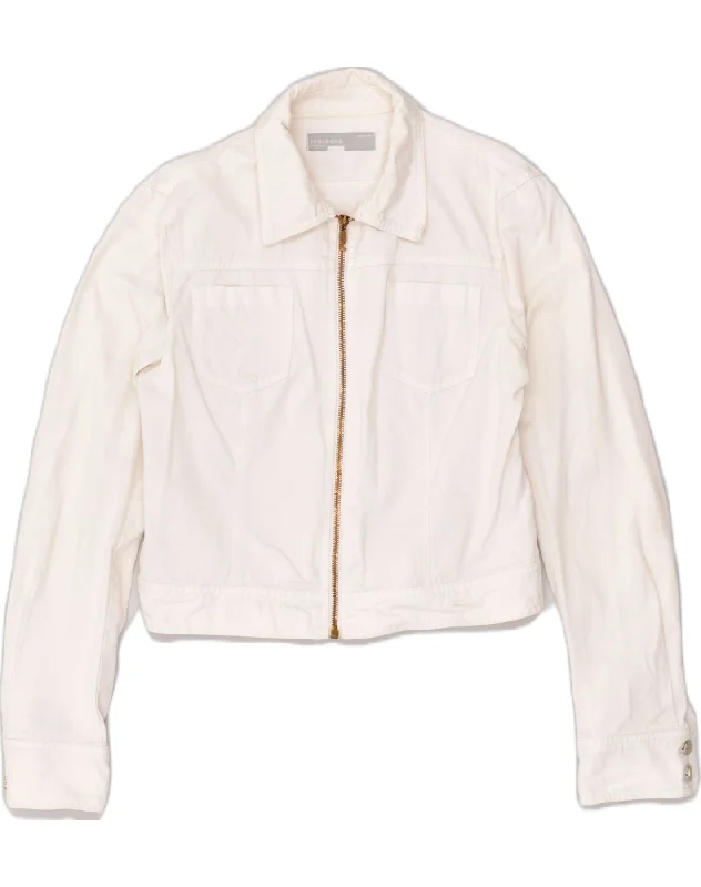 City Fashion ICEBERG Womens Bomber Jacket IT 44 Medium White Cotton