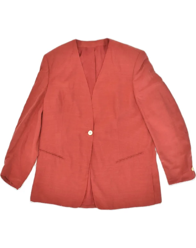 Clothes Woman VINTAGE Womens 1 Button Blazer Jacket EU 44 XL Red Linen