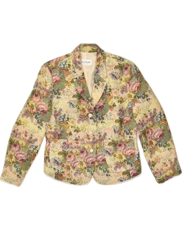 Women's Formal Clothes LA ROCHELLE Womens 3 Button Blazer Jacket EU 42 Medium Beige Floral Women's Formal Clothes LA ROCHELLE Womens 3 Button Blazer Jacket EU 42 Medium Beige Floral