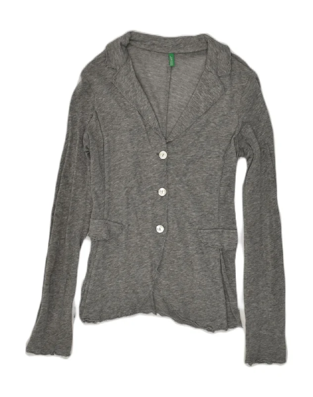 Women's Clothing For Special Occasions BENETTON Womens 3 Button Blazer Jacket UK 10 Small Grey Cotton Women's Clothing For Special Occasions BENETTON Womens 3 Button Blazer Jacket UK 10 Small Grey Cotton