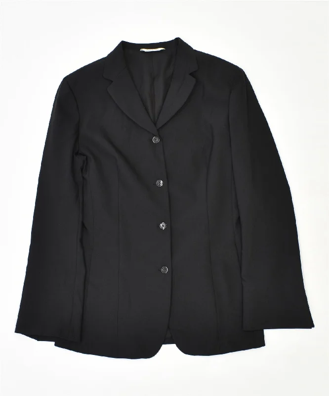 Women's Cozy Outfit For Lounging ORIGINE Womens 4 Button Blazer Jacket IT 46 Large Black Polyester Vintage Women's Cozy Outfit For Lounging ORIGINE Womens 4 Button Blazer Jacket IT 46 Large Black Polyester Vintage