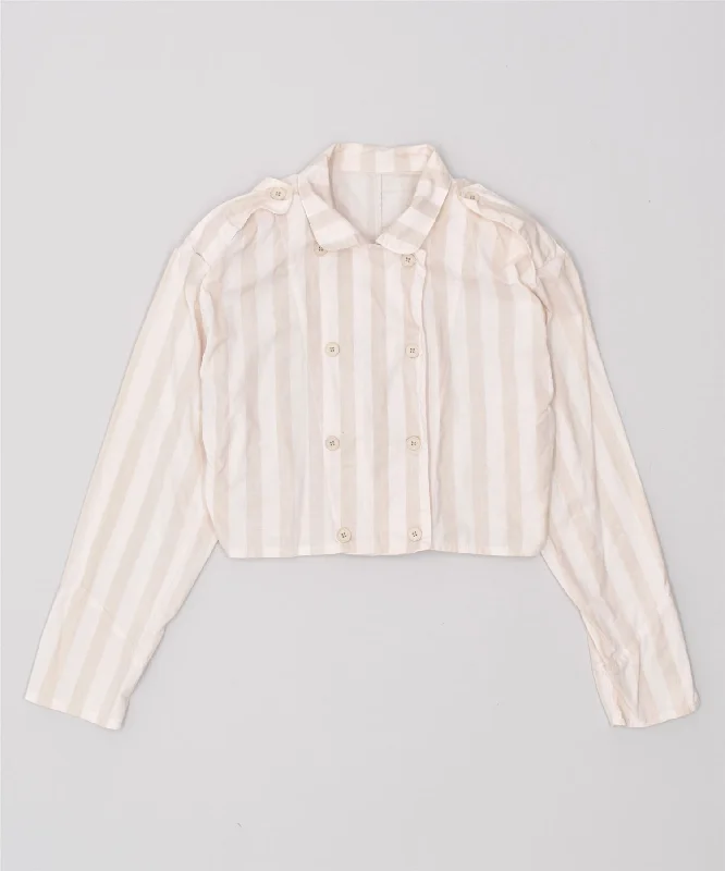 Plus Size Women's Fashion VINTAGE Womens Crop Double Breasted Blazer Jacket UK 14 Medium Beige Plus Size Women's Fashion VINTAGE Womens Crop Double Breasted Blazer Jacket UK 14 Medium Beige