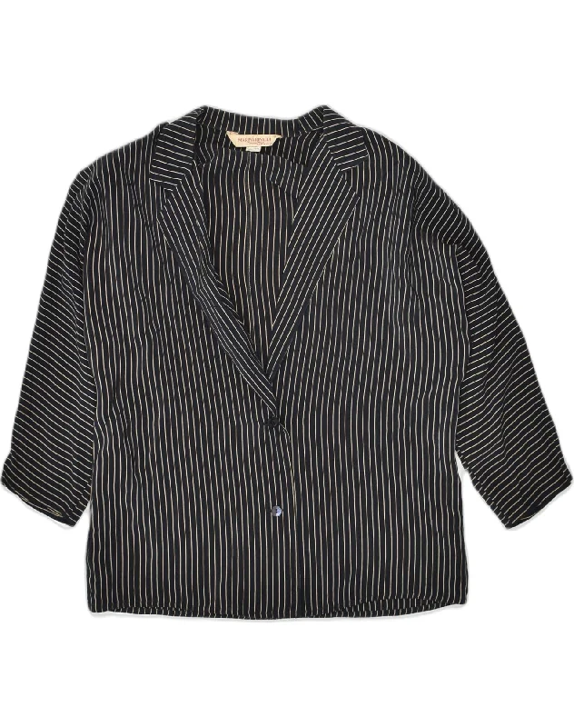 Women's Holiday Apparel MARINA RINALDI Womens 2 Button Blazer Jacket Size 19 Small Black Pinstripe Women's Holiday Apparel MARINA RINALDI Womens 2 Button Blazer Jacket Size 19 Small Black Pinstripe