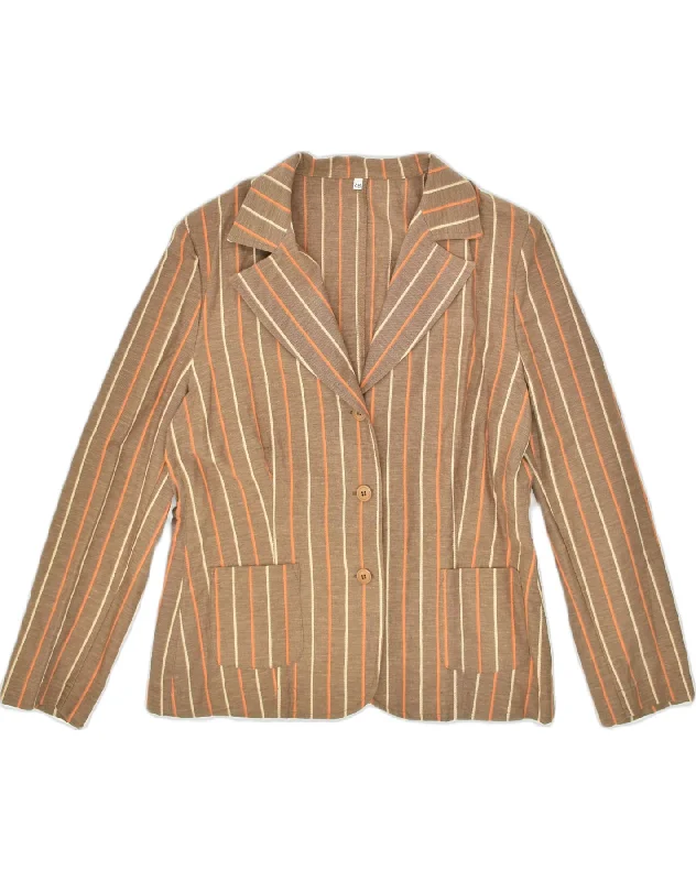 Women's Formal Wear VINTAGE Womens 3 Button Blazer Jacket IT 48 XL Brown Striped Linen Women's Formal Wear VINTAGE Womens 3 Button Blazer Jacket IT 48 XL Brown Striped Linen