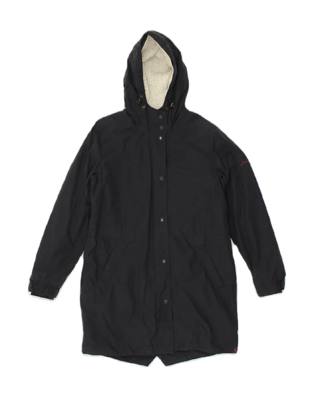 Trendy Boutiques Online JOULES Womens Sherpa Parka Jacket UK 10 Small Black Cotton